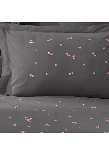 Buğz Hobby Çift Kişilik Poplin Premium Nakışlı Nevresim Spring Gri modelleri