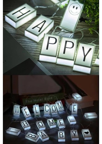 10LU Lightbox Işıklı Harf Mesaj Panosu Dekoratif Harf Işık Zinciri
