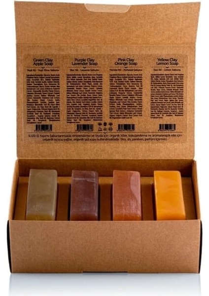 Dionesse Kadın Kil Sabunu Seti 4X120 gr - Yağlı, Hassas ve Olgun Ciltler Için Doğal Kil Sabunları | Yüz, Vücut ve Saç Bakımı