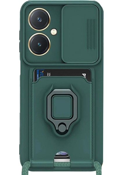 Vivo Y27 Kılıf Zuma Kartvizitli Yüzüklü Silikon - Yeşil (K95)
