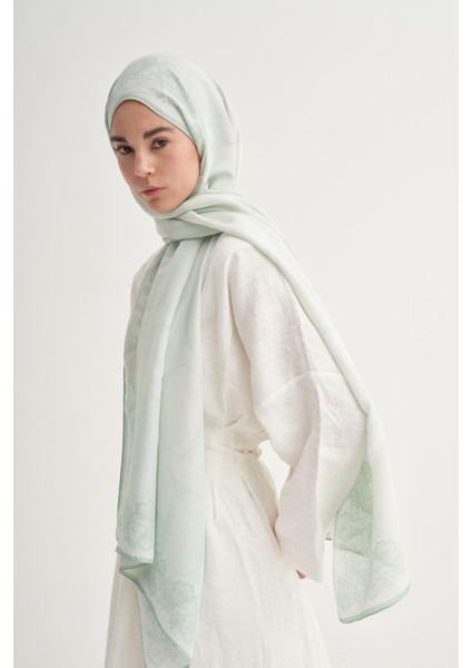 Floral Çiçekli Monogram Floş Şal Su Yeşili fiyatları