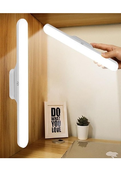 Geldi Kabin LED Işık USB Şarjlı Mıknatıslı LED Aplik Heroled Ayna Dolap Üstü Dimlenebilir Portatif Makyaj LED Aplik (Beyaz)