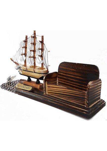 El Yapımı Ahşap Yelkenli Kartvizitlik / Kartlık 25CM Ofis Hediyesi indirimleri