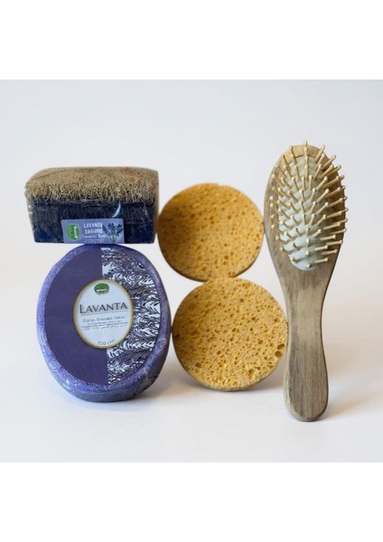 Doğal Kabak Lifi Sabun Süngerli Bambu Masaj Tarağı Peeling 4’lü Cilt Bakım Seti fiyatları