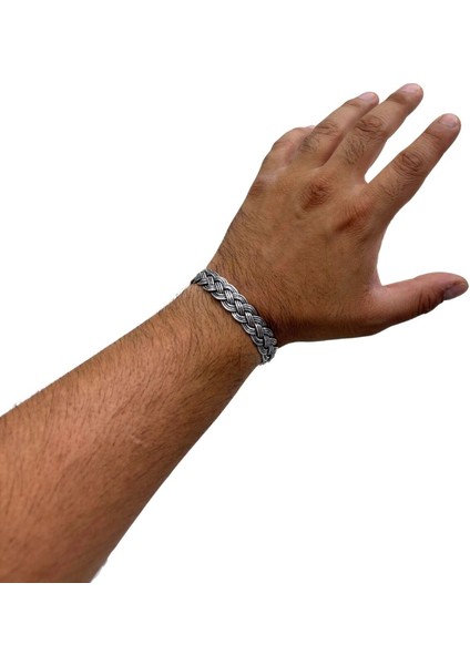 Kalın Örgü Gümüş Bilezik modelleri