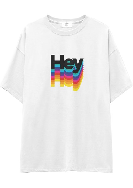 Hey Oversize Tişört - Beyaz