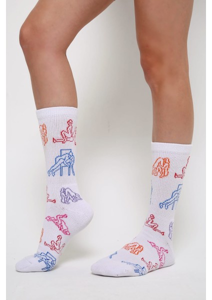 Erotik-Kamasutra-Fantazi-Pozisyonlu %100 Pamuk Iplikli 2 Li Çorap