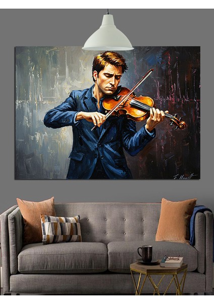 Keman Çalan Genç Adam Dekoratif Kanvas - Mdf Ahşap Tablo modelleri