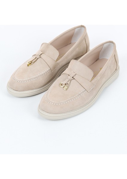 Kadın Bej Süet Loafer Babet Ayakkabı Klasik Ayakkabı Günlük Ayakkabı Şık Zarif Rahat Ayakkabı fiyatları