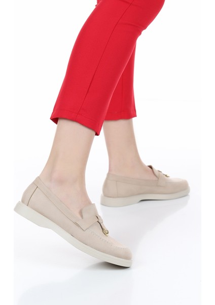 Kadın Bej Süet Loafer Babet Ayakkabı Klasik Ayakkabı Günlük Ayakkabı Şık Zarif Rahat Ayakkabı modelleri