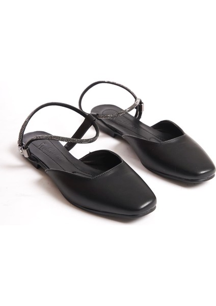 Carolıne Lastikli Ortopedik Rahat Taban Bilekten Taş Detaylı Kadın Babet Ayakkabı Cst - Siyah modelleri