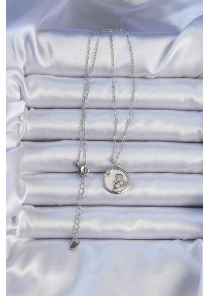 Bfs 316L Çelik Zincir Gümüş Renk Zirkon Taşlı Mineli Melek Kolye fiyatları