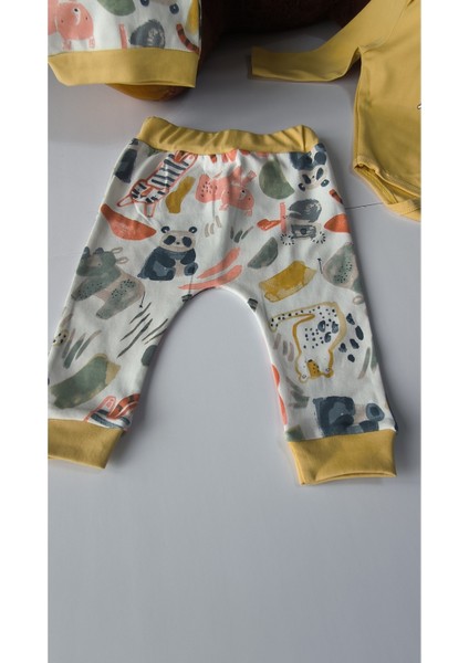 Erkek-Kız Bebek Omuz Genişletmeli Çıtçıtlı Body Pijama Bere Takımı, %100 Pamuk , Modern Tasarım indirimleri