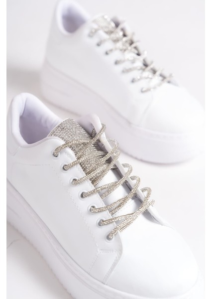 Della Bağcıklı Ortopedik Taban Taşlı Kadın Sneaker Spor Ayakkabı Cbt - Beyaz fırsatları