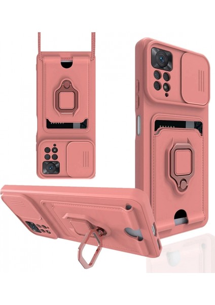 Xiaomi Redmi Note 12 Pro 4g Kılıf Zuma Kartvizitli Yüzüklü Silikon - Pembe (K95)