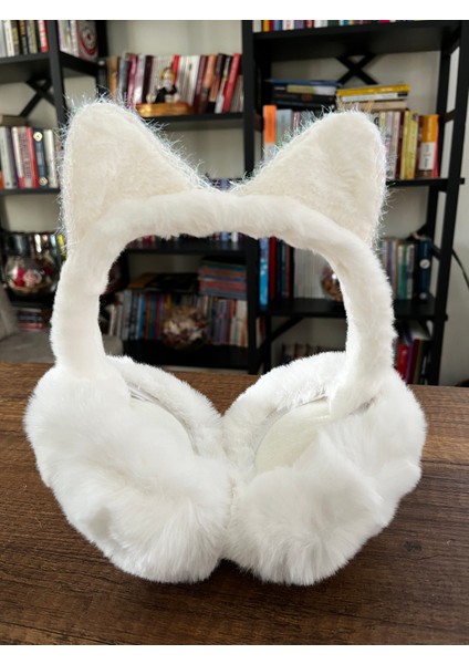 1 Adet Kışlık Peluş Kulaklık Katlanabilir Soğuktan Kulak Koruyucu Kedi Kulak Simli Pelüş Kulaklık