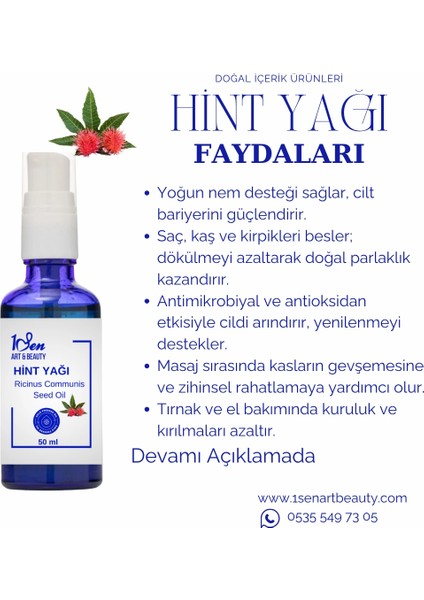 Hint Yağı %100 Hekzansız (Ricinus Communis L) – Zihin, Beden ve Cilt Için Doğal Yenilenme Yağı modelleri