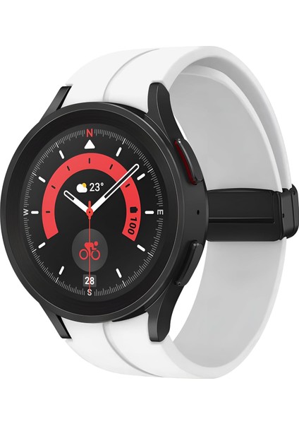 Galaxy 6/5/4 Serisi (40MM/44MM) 6/4 (43MM/42MM) 5 Pro 45MM Için Manyetik Katlanabilir Tokalı 20MM Kavisli Spor Silikon Kordon