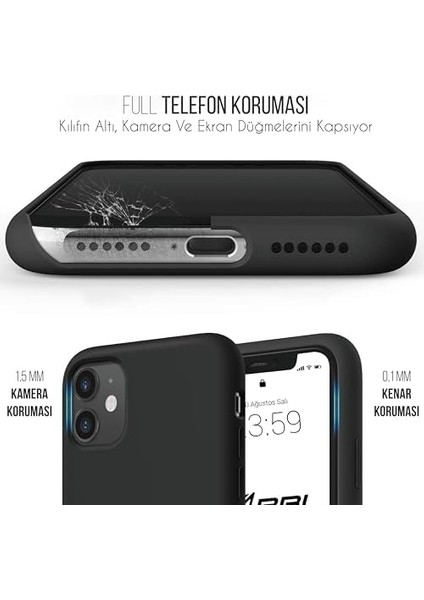 Kılıf Ince Sıvı Silikon 3 Katmanlı Tam Kaplamalı Yumuşak Jel Kauçuk Kılıf Kapak (Siyah, 11) fiyatları