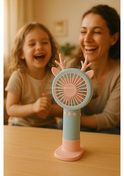 Geyik Boynuzlu Mini El Fanı, 20 cm Taşınabilir Şarjlı Masaüstü Fan, Tek Kademeli Hız, Kompakt Fan Tasarımı, 7 cm Çaplı Vantilatör, USB Şarjlı, Çocuklar Için Uygun indirimleri