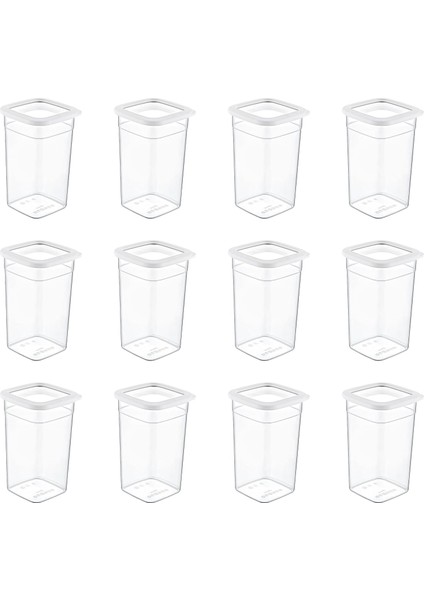12&apos;li Set Skali Kare Saklama Kabı Beyaz 1440 ml - Beyaz, Çok Amaçlı Saklama Kabı