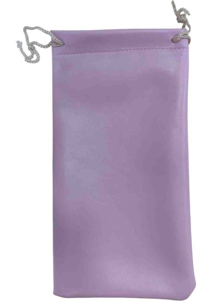 Deri Görünümlü Gözlük Torba Kılıfı Lila Renk