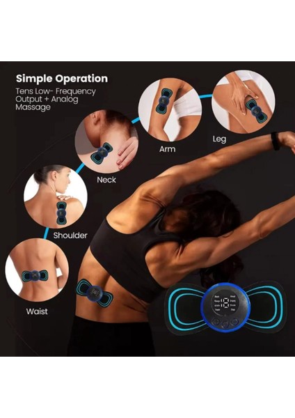 Buğz 1 Adet Yedek Ped Şarjlı Kelebek Ems Boyun Omuz Kol Sırt Elektrikli Masaj Bantı Kas Stimülatörü Aleti modelleri
