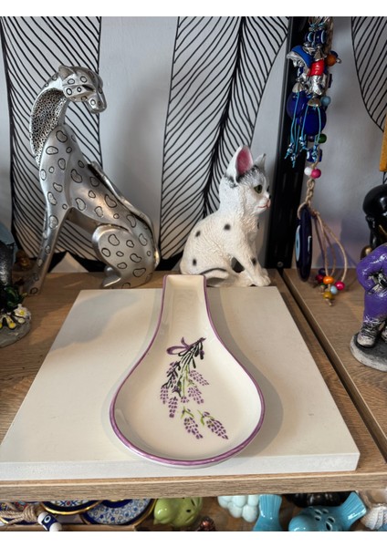 Porselen Lavanta Desenli Yatay Kaşıklık