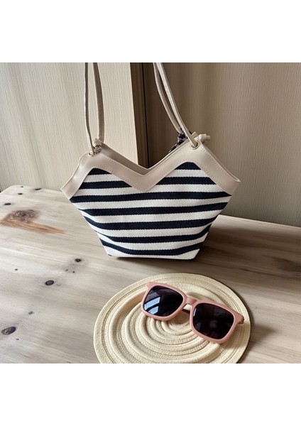 Çizgili Fularlı Kadın Hasır Kol Çanta modelleri