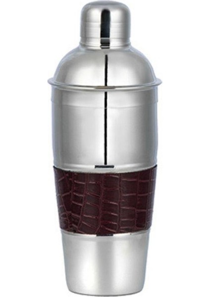 La Medore Brown Croco Leather Cocktaıl Shaker 9X9X25 cm