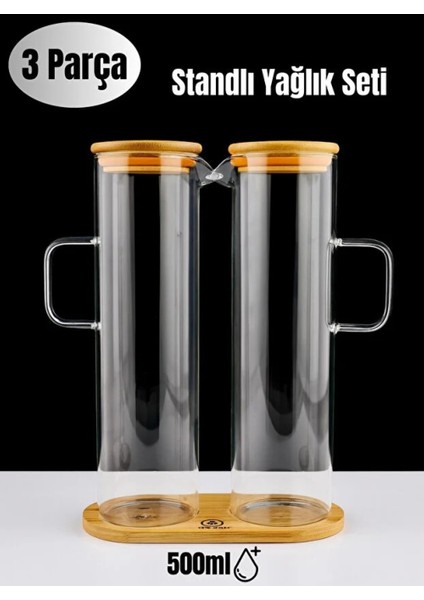 Ikili Doğal Bambu Kapaklı Yağlık 500 ml – Altlık Dahil Set fiyatları