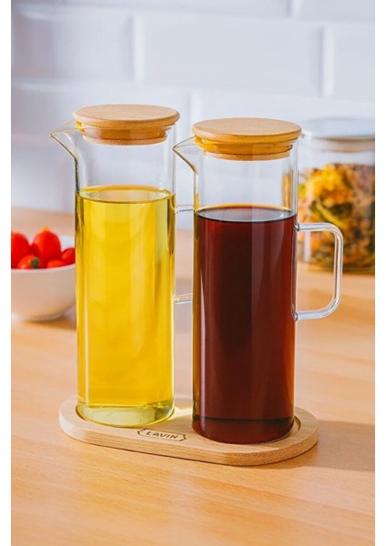 Ikili Doğal Bambu Kapaklı Yağlık 500 ml – Altlık Dahil Set modelleri