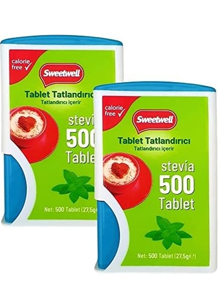 Sweetwell Stevia Tablet Tatlandırıcı 500 Tablet x 2 Adet Sıfır Kalori