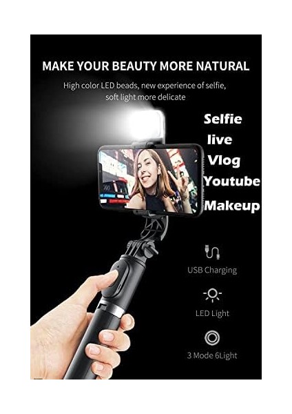 Telefon Tripodu Katlanabilir Telefon Tutucu, 360° Döner Başlık, Bluetooth Kumandalı Selfie Çubuğu, Ios/ Uyumlu, Kamera ve ile Kullanılabilir fiyatları