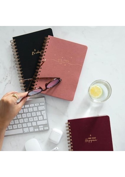 A5 Spiralli Sert Kapak Çizgili Tarihsiz Not Defteri Bordo modelleri