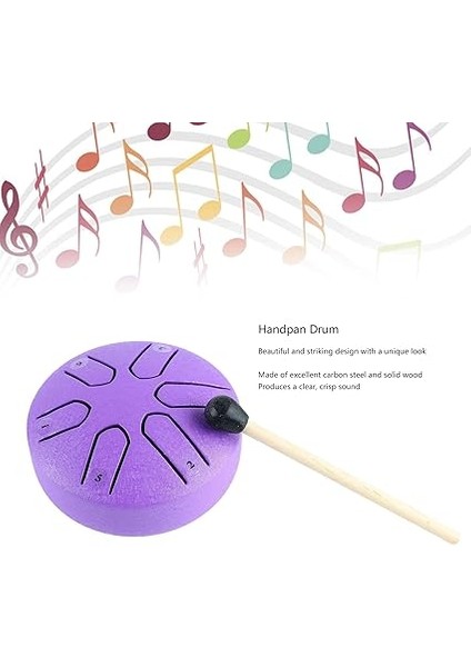 Dil Davul, 6 Not Çelik Endişesiz Handpan Vurmalı Çalgı Meditasyon Yoga Için Baget Ile (Mor) Işlenme Aracı modelleri