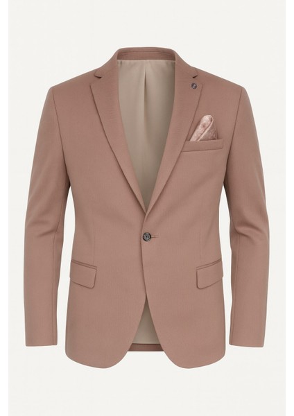 Vizon Erkek Blazer Ceket – Esnek Comfort Kumaş, Italyan Kesim, Tek Düğmeli Slim Fit Şık Model