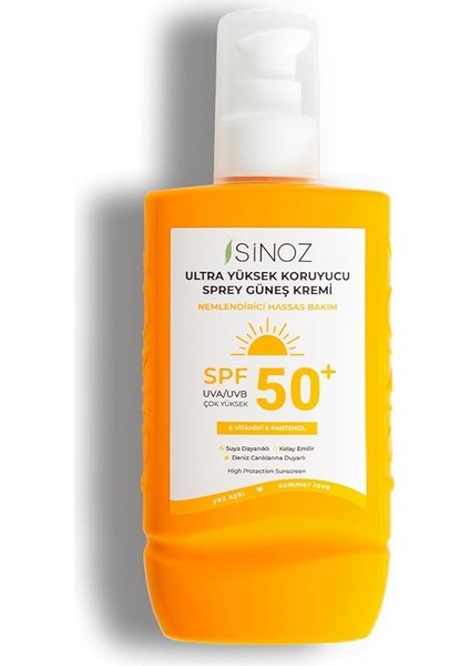 Spf 50 Ultra Yüksek Koruyucu Vücut Güneş Kremi Sprey 200 ml - Nemlendirici Hassas Bakım