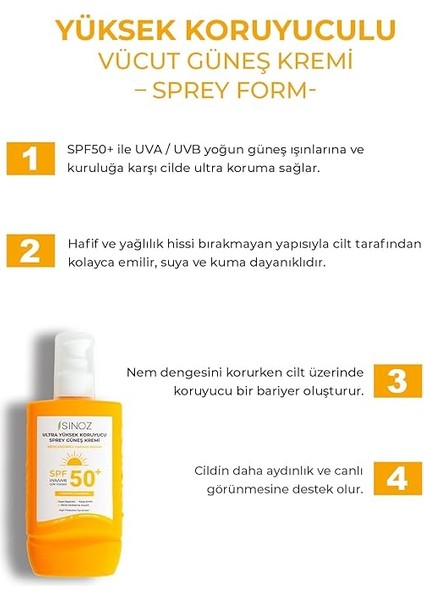 Spf 50 Ultra Yüksek Koruyucu Vücut Güneş Kremi Sprey 200 ml - Nemlendirici Hassas Bakım fiyatları