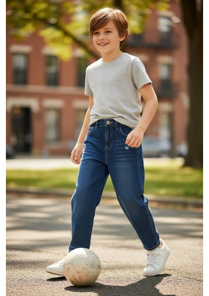 Mavi Renk Erkek Çocuk Regular Pamuklu Denim Pantolon Jean fiyatları