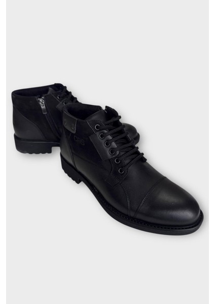 Hakiki Deri Kaydırmaz Kauçuk Taban Günlük Erkek Bot Siyah - Füme fiyatları