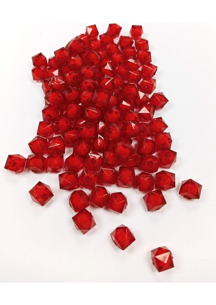 Litaetrend Küp Boncuk Içten Boncuklu Bileklik Çanta Boncuğu 10 mm 50 gr Kırmızı - BNC448