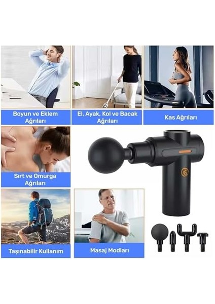 Npo NMJ17 4 Masaj Başlıklı 6 Seviyeli 3800RPM Titreşimli Type-C Şarjlı Taşınabilir Profesyonel Mini Masaj Tabancası modelleri