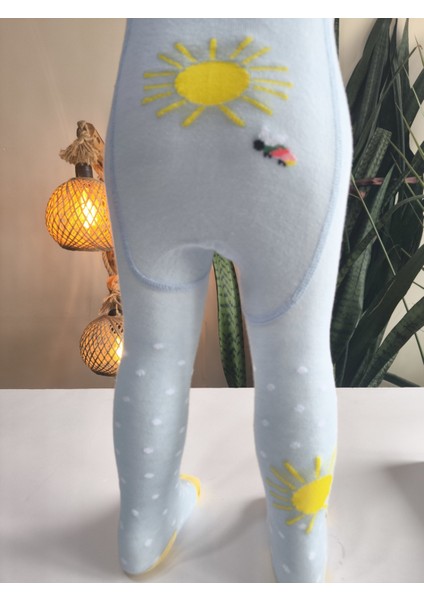 Kız Bebek Çocuk Külotlu Çorap Pamuklu Terletmez Canlı Renkler Güneşli Mavi Tekli indirimleri