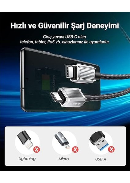 60W 3A Pd Type-C To Type-C Hızlı Şarj ve Data Kablosu 1.5 Metre Siyah fırsatları