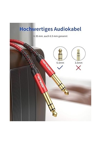 Gitar Kablosu [3 M] 6,35 mm Enstrüman Kablosu, 1/4 Inç Jak, Klavye, Bas, Amplifikatör ve Diğer Ses Cihazları Ile Uyumlu fiyatları