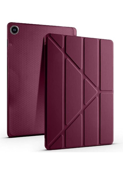 Galaxy Tab S6 Lite 2024 P620 10.4 Inç Ile Uyumlu Katlanabilir Kalemlikli Standlı Akıllı Kılıf Mürdüm