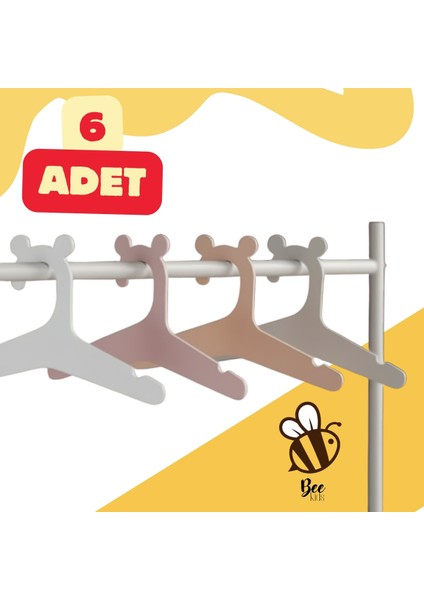 Ahşap Bebek Kıyafet Askılığı 6’lı Set