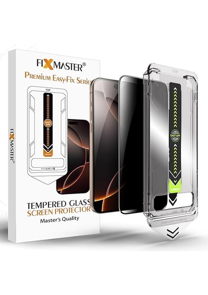 iPhone 17 ve iPhone 16 Pro ile Uyumlu Hayalet (Privacy) Temperli Cam, Easy Fix Kolay Kurulum Serisi Yüksek Kaliteli Ekran Koruyucu
