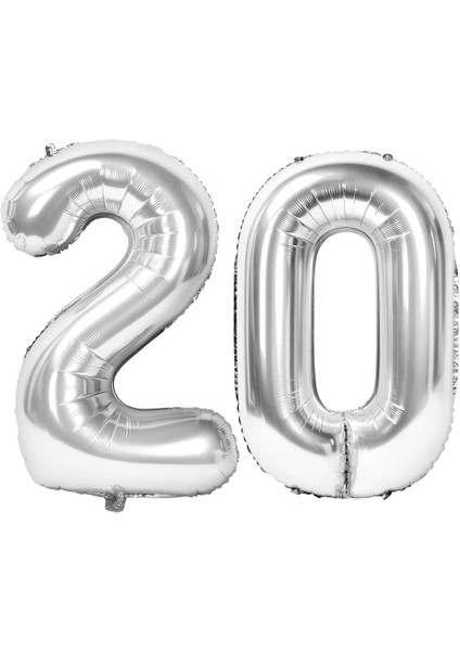 Marifetlerim - 20 Rakamı Gümüş Folyo Balon 16 Inch 40 cm